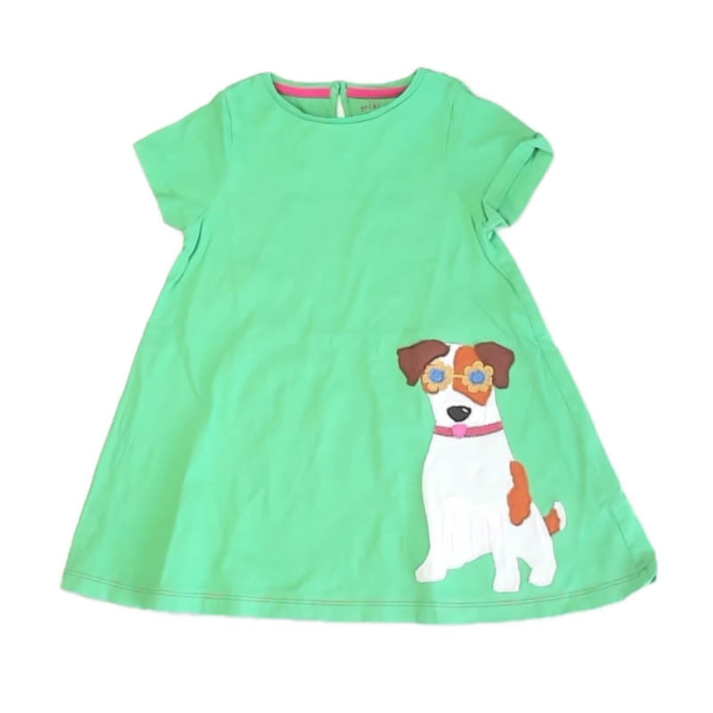 Boden Girls Green Dog Dress size: 2-3T